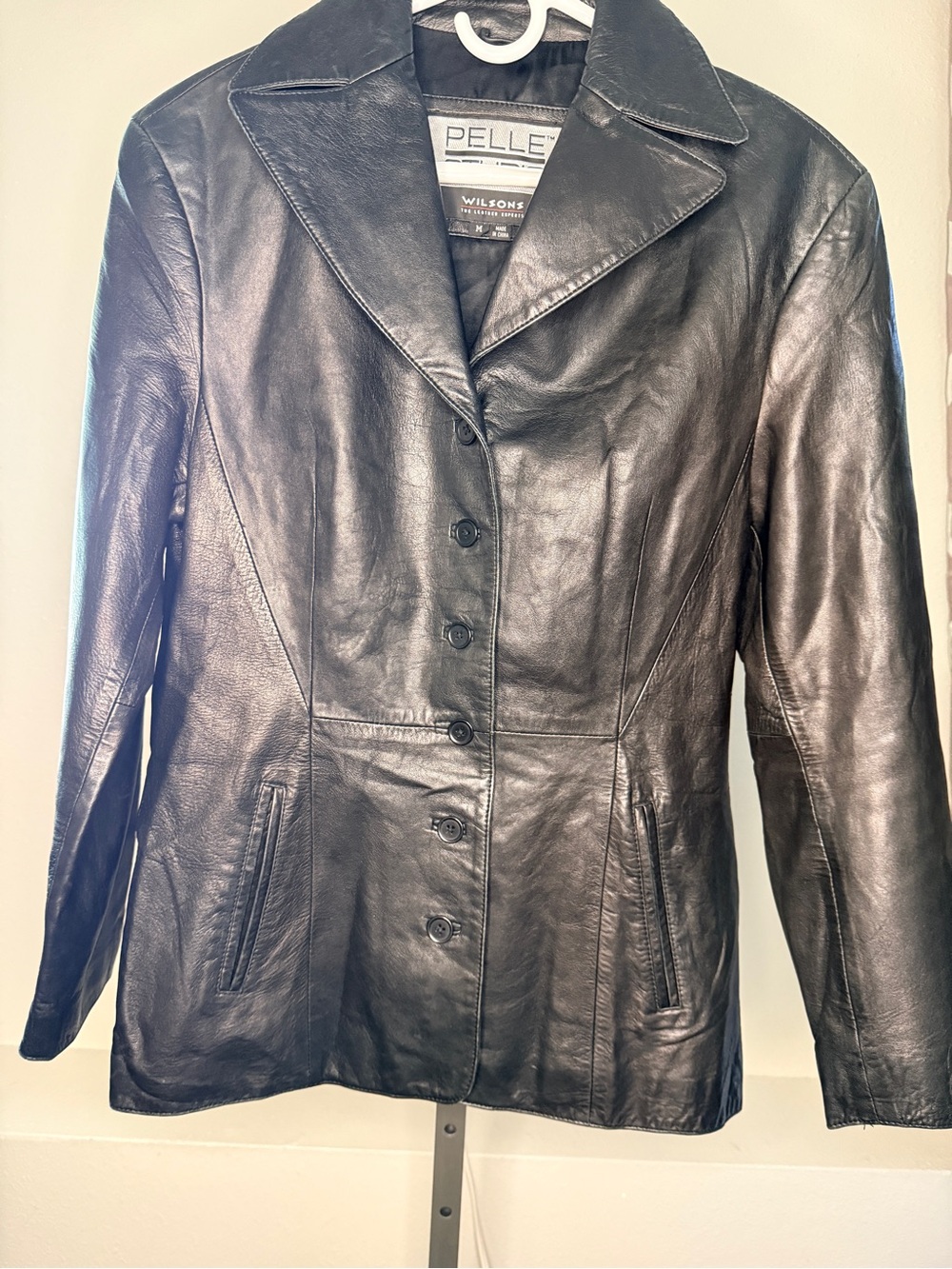 Wilsons Leather Black Women's Button-Front Leather Jacket